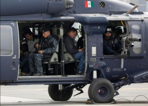 El Chapo Guzmán. Trasladado en helicóptero a Almoloya de Juárez.