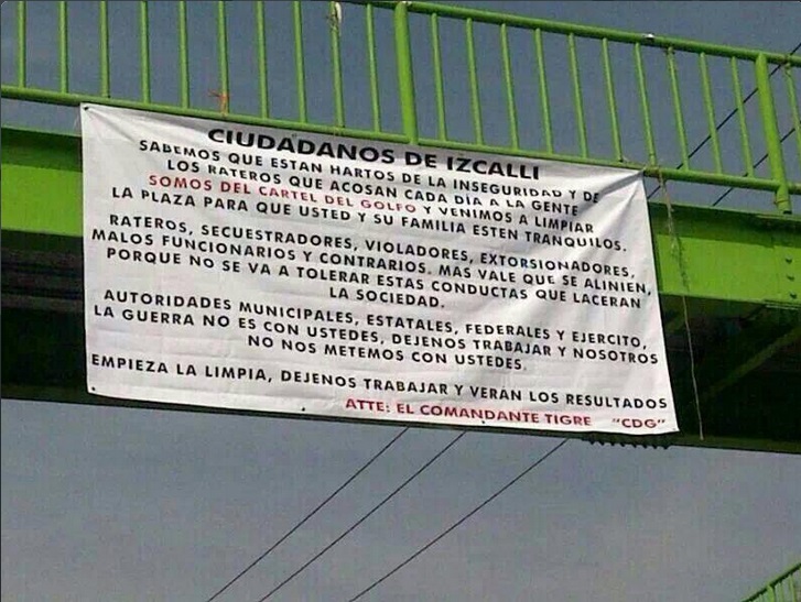 Mantas en Izcalli. La inseguridad desatada.